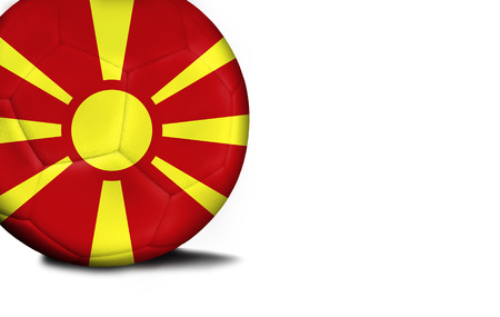The flag of Macedonia was represented on the ball, the ball is isolated on a white background with space for your text.の写真素材