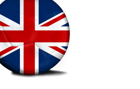 The flag of United Kingdom was represented on the ball, the ball is isolated on a white background with space for your text.の写真素材