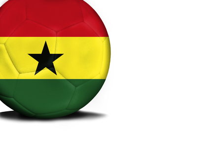 The flag of Ghana was represented on the ball, the ball is isolated on a white background with space for your text.の写真素材