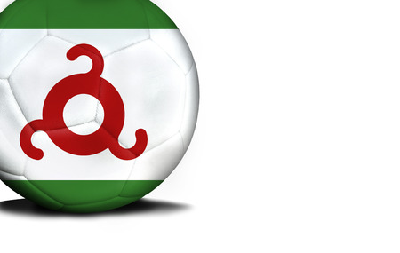 The flag of Ingushetia was represented on the ball, the ball is isolated on a white background with space for your text.の写真素材