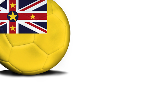 The flag of Niue was represented on the ball, the ball is isolated on a white background with space for your text.の写真素材