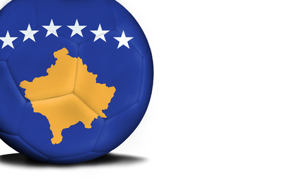 The flag of Kosovo was represented on the ball, the ball is isolated on a white background with space for your text.の写真素材