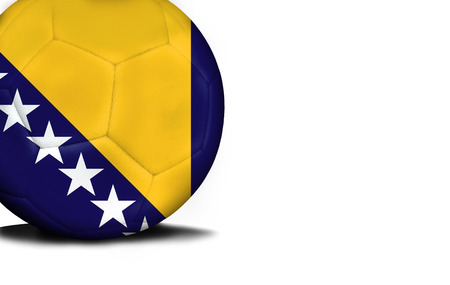 The flag of Bosnia and Herzegovina was represented on the ball, the ball is isolated on a white background with space for your text.の写真素材