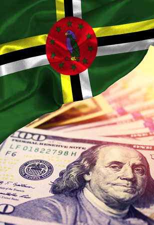 Grunge colorful flag Dominica, with copyspace for your text or images.の写真素材