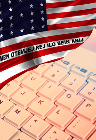 Grunge colorful flag Bikini Atoll, with copyspace for your text or images.の写真素材