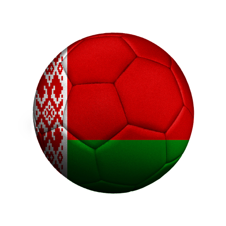 The flag of Belarus is depicted on a soccer ball, the ball is close up isolated on a white background.の写真素材