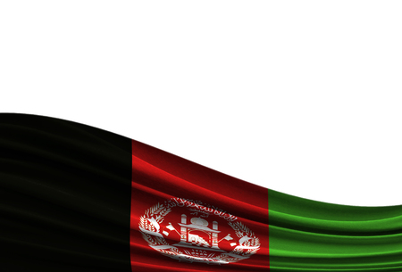 flag of Afghanistan isolated on white background with place for your text.の写真素材