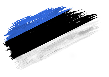 Brush painted Estonia flag. Hand drawn style illustrationの写真素材