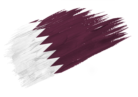 Brush painted Qatar flag. Hand drawn style illustrationの写真素材