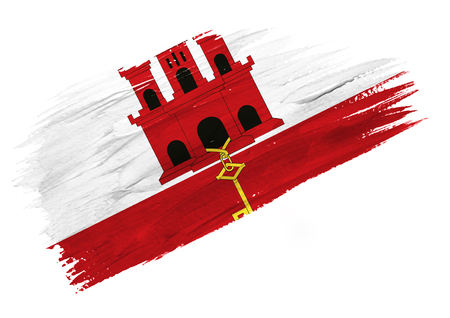 Brush painted Gibraltar flag. Hand drawn style illustrationの写真素材