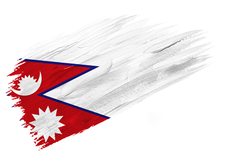 Brush painted Nepal flag. Hand drawn style illustrationの写真素材