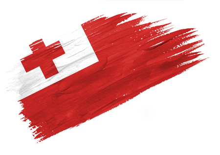 Brush painted Tonga flag. Hand drawn style illustrationの写真素材