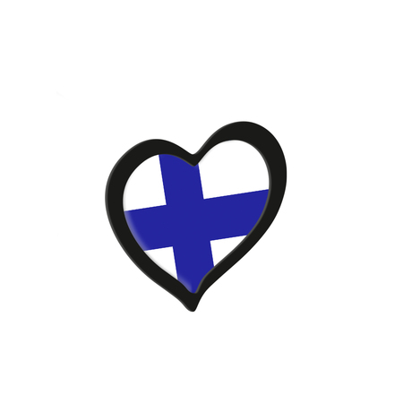 Finland Flag Inside Heart. Eurovision Song Contest concept on a white background. 3d Renderingの写真素材
