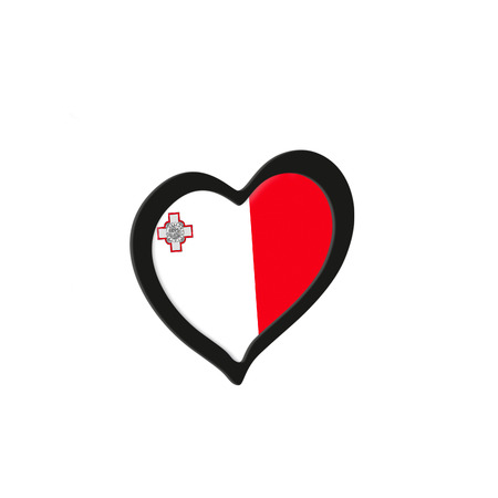 malta Flag Inside Heart. Eurovision Song Contest concept on a white background. 3d Renderingの写真素材