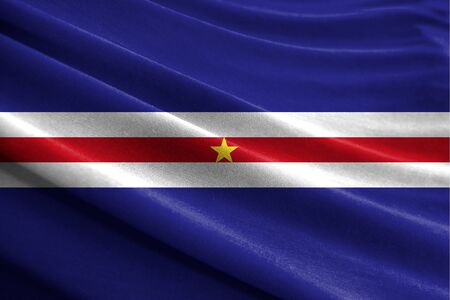 Realistic flag of Cape verde on the wavy surface of fabric