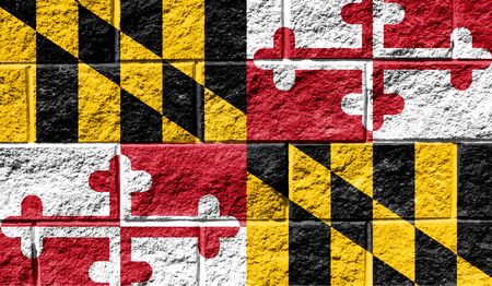 Flag State of Maryland close up painted on a cracked wallの写真素材