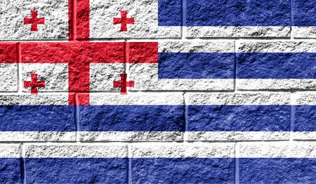 Flag of Adjara close up painted on a cracked wall