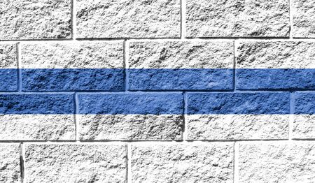 Flag of Altai Republic close up painted on a cracked wallの写真素材