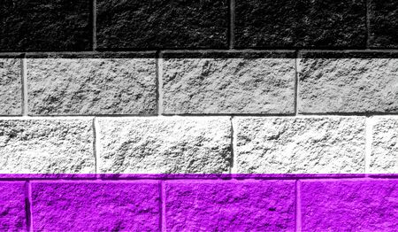 Flag of asexual close up painted on a cracked wallの写真素材