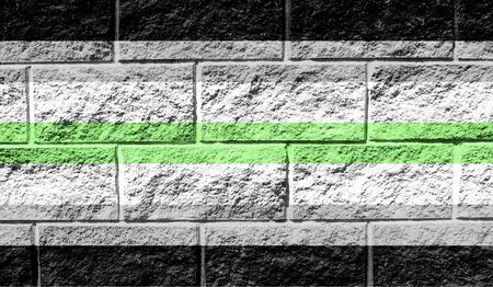 Flag of Agender pride close up painted on a cracked wallの写真素材