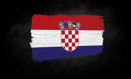 smear of paint in the form of the flag of Croatia close-up on a black background