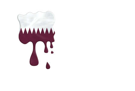 Qatar flag paint isolated on a white background with place for your textの写真素材