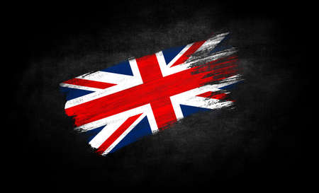smear of paint in the form of the flag of United Kingdom close-up on a black backgroundの写真素材