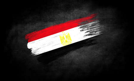 smear of paint in the form of the flag of Egypt close-up on a black backgroundの写真素材