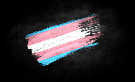 smear of paint in the form of the flag of Transgender close-up on a black backgroundの写真素材