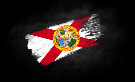 smear of paint in the form of the flag State of Florida close-up on a black backgroundの写真素材