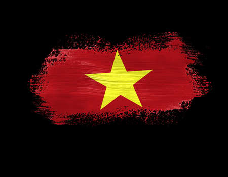 brush painted flag of Vietnam isolated on black background.の写真素材