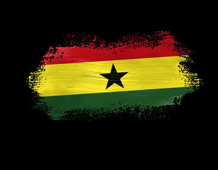 brush painted flag of Ghana isolated on black background.の写真素材