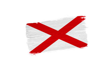 brush painted flag State of Alabama isolated on white backgroundの写真素材