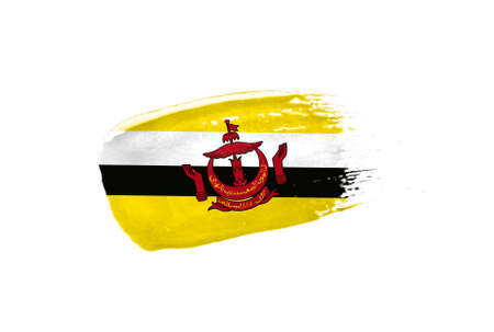 Brush painted Brunei flag. Hand drawn styleの写真素材
