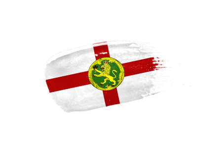 Brush painted Alderney flag. Hand drawn style