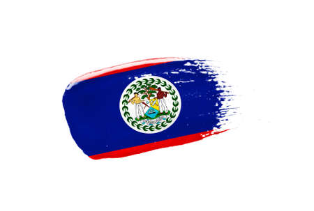 Brush painted Belize flag. Hand drawn styleの写真素材