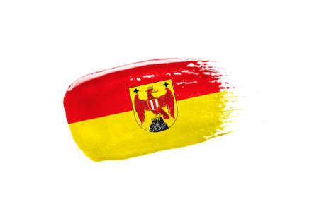 brush painted flag of Burgenland isolated on white background.の写真素材