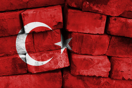Turkey flag painted on brick wall