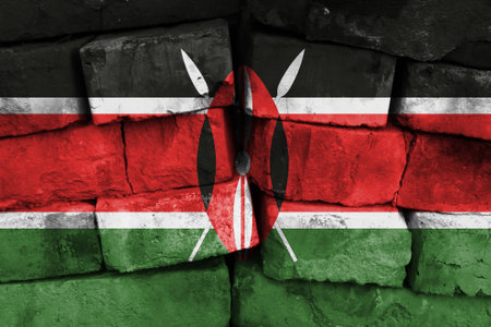 Kenya flag painted on brick wallの写真素材