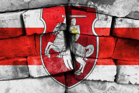 Belarus flag painted on brick wallの写真素材