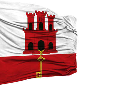 Gibraltar flag isolated on white backgroundの写真素材