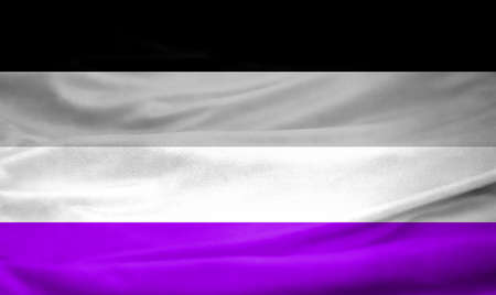 Realistic flag of asexual on the wavy surface of fabricの写真素材