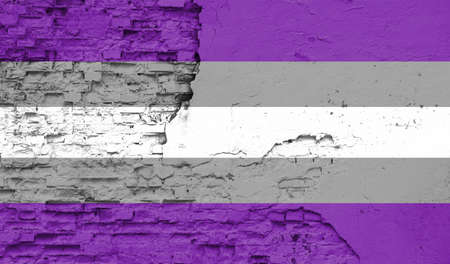 Greysexual flag is painted onto an old brick wallの写真素材