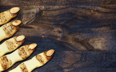 Halloween pumpkin and witch finger cookiesの写真素材