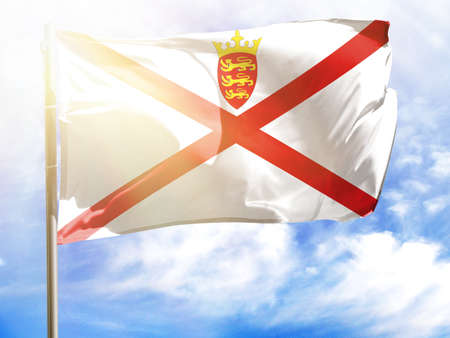 Flagpole with flag of Jersey.