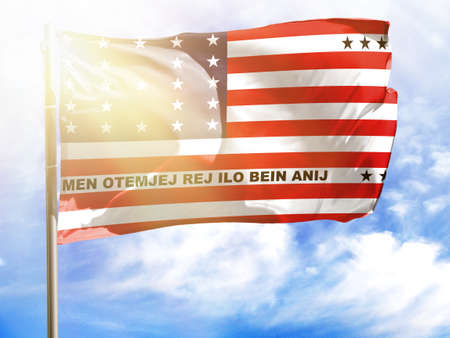 Flagpole with flag of Bikini Atoll