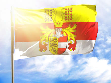 Flagpole with flag of Carinthia.の写真素材