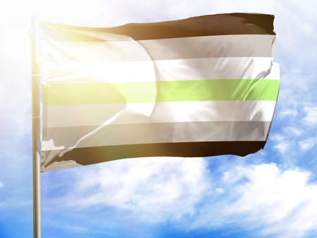 Flagpole with flag of Agender prideの写真素材