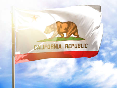 Flagpole with flag of State of California.の写真素材