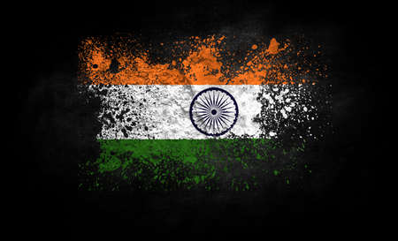 brush painted flag of India isolated on black background